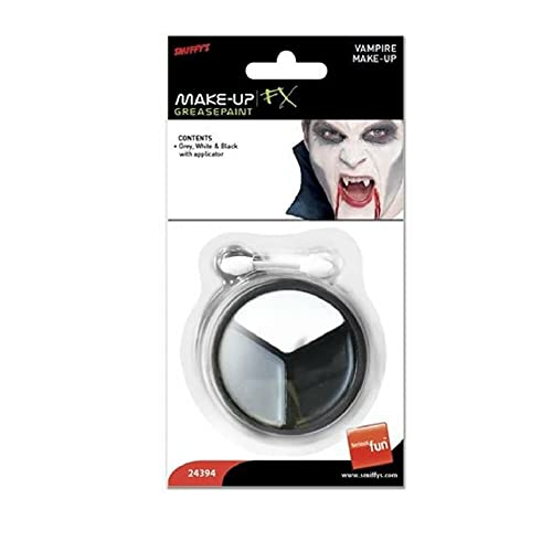 Smiffy's Smiffys-24394 Halloween Kit de maquillaje de vampiro, Colores gris y blanco, con aplicador, ninguna, No es applicable 24394