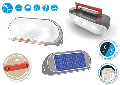 Smoby- Lámpara Solar Portátil para Casitas Smoby, con Asa para Transportar, Compatible con Modelos de Las Casitas Smoby, para Niños a Partir de 2 Años (810910)