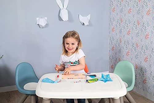 Smoby Mesa infantil kids, elegante diseño y estructura sólida, plástico estable a los rayous UV, adecuado para niños a partir de 18 meses, color blanco (880405), grande