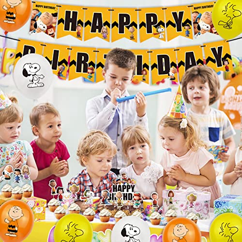 Snoopy Decoración Cumpleaños - simyron Tema Party Globos Dcoraciones para cumpleaños, Snoopy Fiesta de Globos Cupcake Topper Banner, para Niños Party Cumpleaños Fiesta(50 pcs )