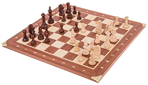 Square - Profesional Ajedrez de Madera Nº 6 - Caoba Cor - Tablero de ajedrez + Figuras - Staunton 6