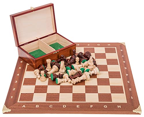 Square - Profesional Ajedrez de Madera Nº 6 - Caoba Cor - Tablero de ajedrez + Figuras - Staunton 6