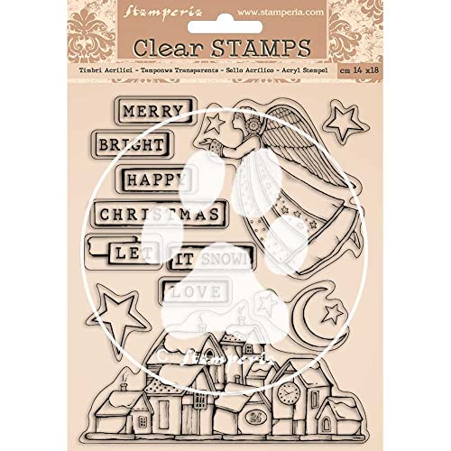 Stamperia International Stamperia-Sello acrílico, diseño de Retazos navideños, Patchwork de Navidad, Taille unique