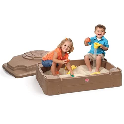 Step2 Play & Store arenero para niños de plástico | Caja de arena infantil | Cajas de arena con Tapa y Esquines para sentarse | Juguetes Jardin / Exterior