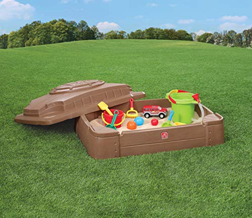 Step2 Play & Store arenero para niños de plástico | Caja de arena infantil | Cajas de arena con Tapa y Esquines para sentarse | Juguetes Jardin / Exterior