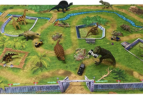 STIKKIPIX Parque de Dinosaurio Alfombra Infantil de Juego | SM07 Cuarto de los niños | Tamaño: 150 x 100 cm | Accesorios adecuados para Schleich, Papo, Bullyland, Playmobil etc