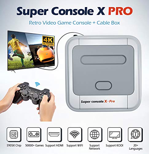 Super Console X PRO Consola de videojuegos Consola de juegos retro con 128 tarjetas incorporadas más de 41,000 juegos, consolas de juegos clásicas para salida HDMI de TV 4K