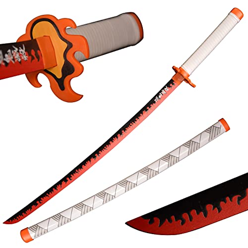 Sword Warrior - Espada Demon - Espada fabricada en madera de 104 cm - Ideal para fiestas cosplay - Anime japonés Rengoku Kyoujurou