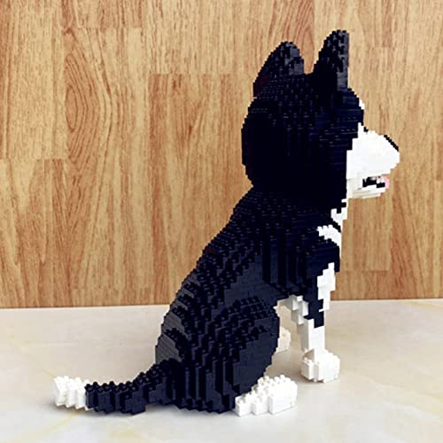 SXPC Husky Siberiano para Perros, Mascotas, Modelo 3D, 1900 Piezas, DIY, Diamante, miniedificios, nanobricks