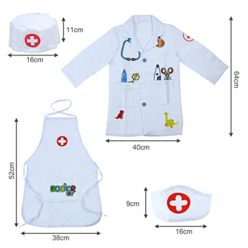 Symiu Disfraz Medico Disfraz Juguete de Doctora Enfermera Disfraz Patrón de Dinosaurio Cosplay de Médico Juego Niño 3 4 5 6 7 Años Regalo para Niños Niñas