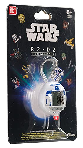 TAMAGOTCHI- Star Wars R2D2 Virtual Pet Droid con Mini-Juegos, Clips Animados, Modos adicionales y Llavero-(Blanco), Multicolor (Bandai 88821)