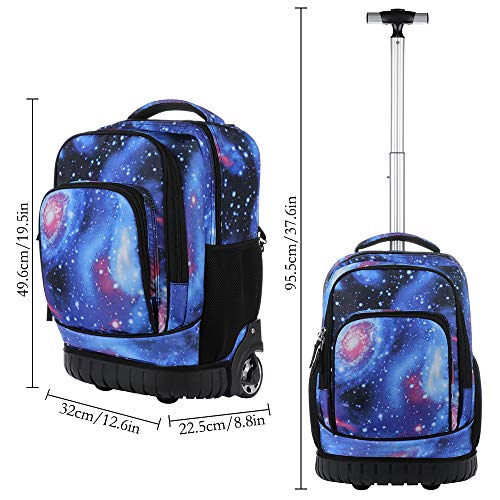 TETHYSUN Mochila enrollable multifunción de 19 pulgadas, mochila con ruedas para adolescentes, equipaje y bolsa de almuerzo,mochila de viaje para (mosaico)