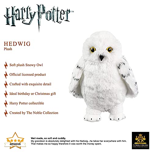 The Noble Collection Harry Potter Hedwig - Peluche (28 cm), diseño de Lechuza Nevada con Licencia Oficial de Las películas, Regalos