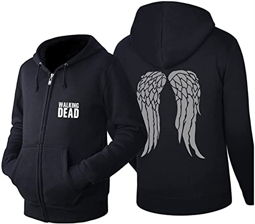 The Walking Dead Daryl Dixon - Sudadera con capucha y cremallera, color negro, talla M