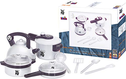Theo Klein 9430 Set de ollas y utensilios de cocina WMF - Set de 9 piezas con el diseño de WMF - Con utensilios de cocina y cubiertos - Para niños a partir de 3 años
