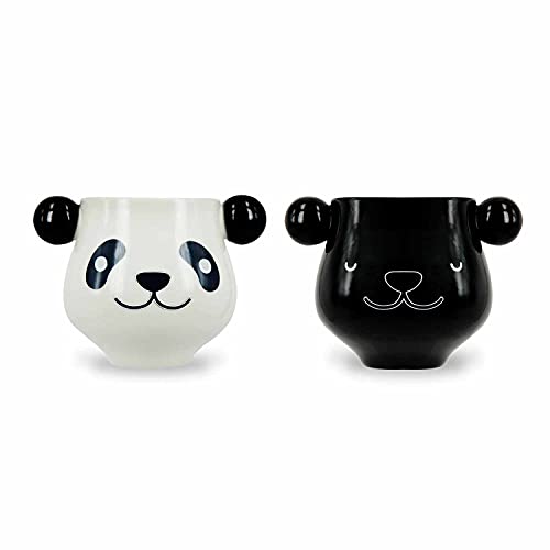 Thumbs Up Taza con Diseño Oso Panda, Cerámica, Negro y Blanco, 11,3 x 10,5 x 11 cm