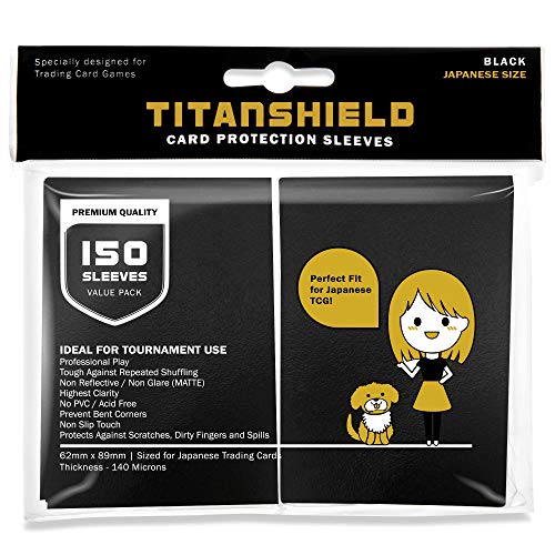 TitanShield (150 mangas/negro tamaño pequeño japonés tarjetas de negociación protector de cubierta para Yu-Gi-Oh, Cardfight!! Vanguard & More