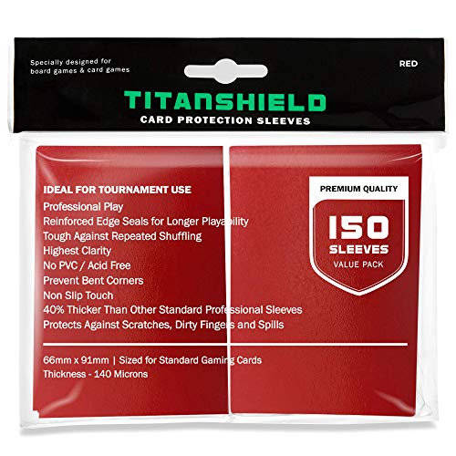 TitanShield (150 mangas/rojo tamaño estándar juego de mesa de negociación mangas cubierta protector para MTG, colección de béisbol, Dropmix
