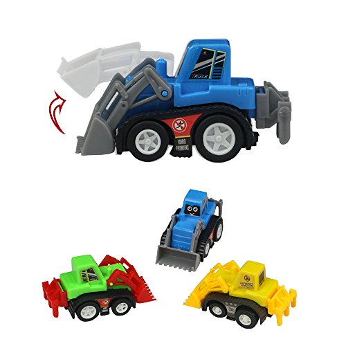 TONZE Coches de Juguetes Vehiculos Mini Excavadora, Miniature Camion Construcción Juegos para Niños Niñas de 3 4 5 Años, 9 Piezas