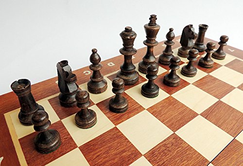 Torneo Profesional de Clase Alta de 16 "No.4 42x42cm. Tablero de ajedrez Plegable con Incrustaciones y Piezas de ajedrez Staunton lastradas
