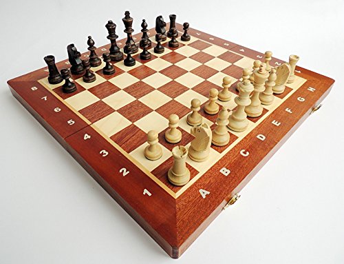 Torneo Profesional de Clase Alta de 16 "No.4 42x42cm. Tablero de ajedrez Plegable con Incrustaciones y Piezas de ajedrez Staunton lastradas