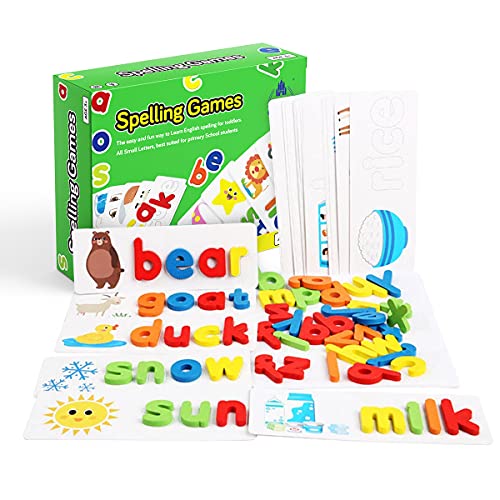 TOY CASTLE Juegos de ortografía para niños, Juguetes y juegos de ortografía, Tarjetas Flash Phonics, Match and Spell Next Steps, Montessori Toys Regalos de cumpleaños para él, Juguetes para niños