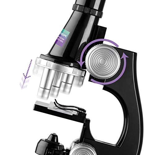 Toyrific Kit de microscopio para niños con luz y Aumento de 100x, 200x, 450x