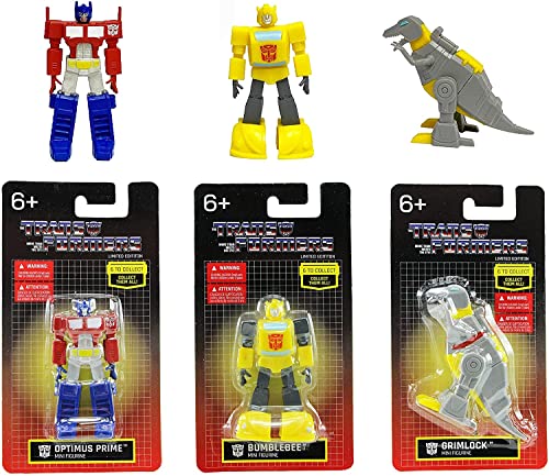 Transformers - Autobots Set con Hero Cross Series 2 Optimus, Bumblebee & Jazz - Edición limitada 2.5 pulgadas Mini figura Optimus, Bumblebee & Grimlock Set de 6
