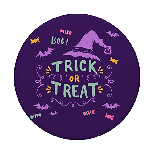 Trick or Treat - Murciélago Bruja Púrpura de Halloween Boo PopSockets Agarre y Soporte para Teléfonos y Tabletas