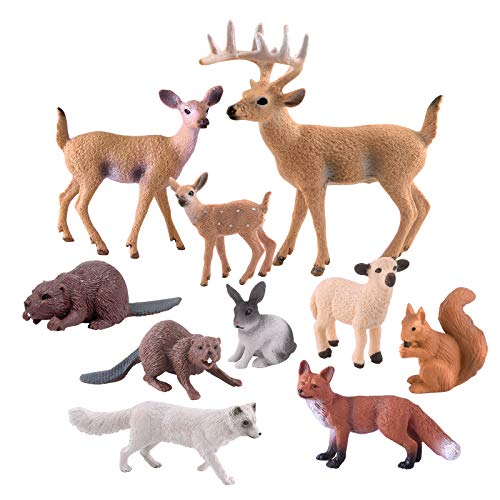 TUPARKA 10 Piezas de Figuras de Animales del Bosque, Figuras de Criaturas del Bosque en Miniatura Figuras de la Torta del Bosque para la Fiesta de cumpleaños, Baby Shower, Fiesta de Navidad