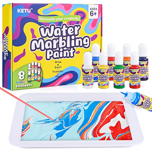 Ulikey Kit de Pintura Marmoleada Juguetes, Pintar Juegos para Niños, Manualidades Kit de Pintura, DIY Pintura de Mármol, Creativo Regalo de Pintura para Actividades Infantiles Cumpleaños