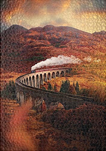 Ulmer Puzzleschmiede - Puzle "Glenfinnan Viadukt" - Puzzle pintorescocés de 1000 piezas, el viaducto ferroviario en las tierras altas de Escocia - Un famoso diseño de la película como puzzle