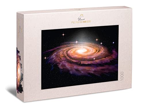 Ulmer Puzzleschmiede - Puzzle Galaxie - Puzzle de 1000 Piezas en el Espacio y el Universo - Espectacular Galaxia en Espiral como ilustración 3D - Andromeda, astronomía, Galaxy, Deep Space