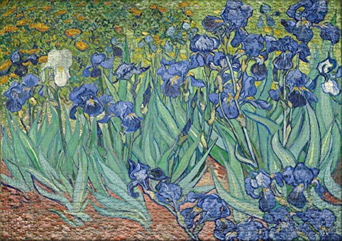Ulmer Puzzleschmiede - Puzzle Van Gogh, Irisis - Puzzle de 1000 Piezas - Lirios Frente a un Colorido Prado de Flores (Van Gogh, Saint-Rémy, 1889)