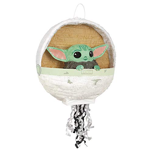 Unique Baby Yoda 3D Pull Piñata | Star Wars | 1 Pieza, Papel, Multicolor