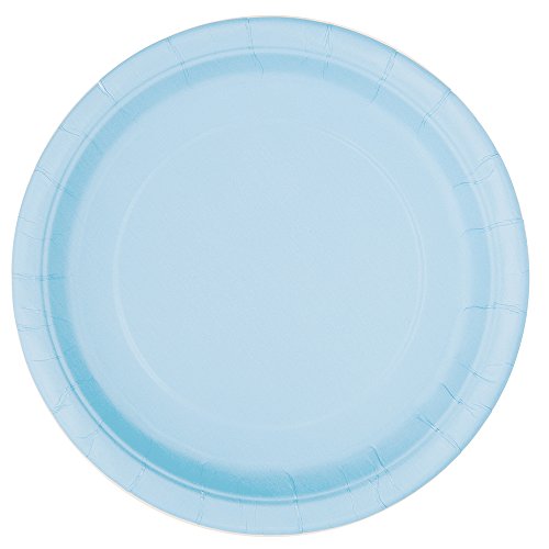 Unique Party - Platos de Papel - 23 cm - Azul Claro - Paquete de 16 (30899)