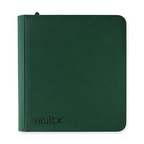 Vault X Carpeta Exo-Tec Premium Zip - Álbum de 12 Bolsillos para Cartas Coleccionables - 480 Bolsillos de Inserción Lateral con una Cremallera TCG (Verde)