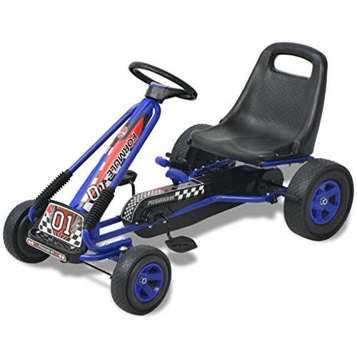 vidaXL Kart Pedales Ajustable de Niño Azul Coche Cart Go-Kart Juguete Infantil