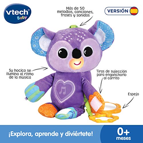 VTech - Eucalipto el Koala, Peluche Interactivo para bebés +3 Meses, Juguete para Colgar en el Carrito, primeras Palabras, Canciones y Desarrollo Motor, versión ESP (3480-536822)