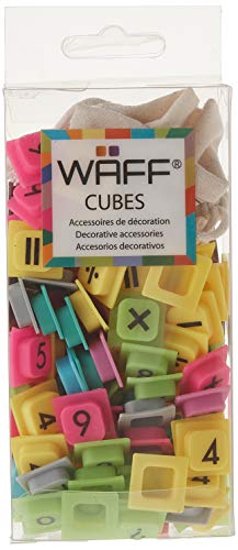 Waff Cubes - Caja con Cubos con Números y Símbolos Matemáticos en Colores Variados, 100 piezas