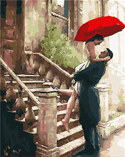 Wanghan Pintura Por Numero Paraguas Rojo Amante Dulce Pareja Pintura Por Números Pintura Sobre Lienzo Acrílico Para Colorear Painitng Por Números Para El Hogar Decoración De La Pared