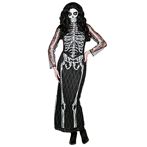 WIDMANN 10683 10683 - Disfraz de esqueleto, vestido de encaje, fiesta temática, Halloween, mujer, multicolor, talla L
