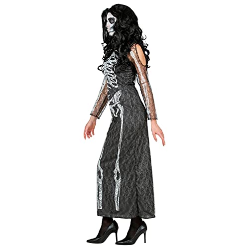 WIDMANN 10683 10683 - Disfraz de esqueleto, vestido de encaje, fiesta temática, Halloween, mujer, multicolor, talla L