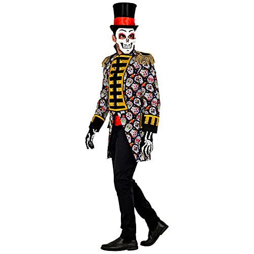 WIDMANN 50830 50830 Dia de los Muertos - Disfraz de uniforme de la fiesta del día de la muerte - Chaqueta, abrigo, director de circo, disfraz, carnaval, fiesta temática, hombre, multicolor, XXL