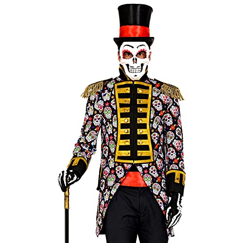 WIDMANN 50830 50830 Dia de los Muertos - Disfraz de uniforme de la fiesta del día de la muerte - Chaqueta, abrigo, director de circo, disfraz, carnaval, fiesta temática, hombre, multicolor, XXL