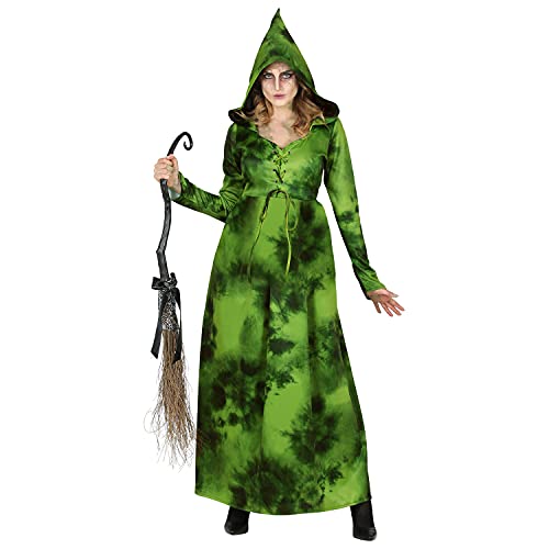 WIDMANN - Disfraz de bruja del bosque, vestido con capucha, bruja, magia, fiesta temática, Halloween, noche de ballena.