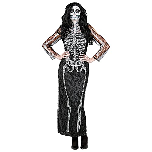 WIDMANN - Disfraz de esqueleto, vestido de encaje, fiesta temática, Halloween.