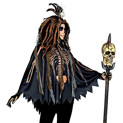WIDMANN Widmann-48155 48155 – Disfraz Voodoo Priesterin, poncho con capucha, maestro de bruja, fiesta temática, Halloween, multicolor, Einheitsgröße Fits Most Adult