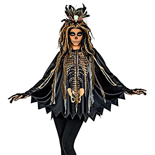 WIDMANN Widmann-48155 48155 – Disfraz Voodoo Priesterin, poncho con capucha, maestro de bruja, fiesta temática, Halloween, multicolor, Einheitsgröße Fits Most Adult