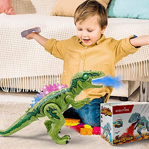 WISHTIME Dinosaurio de Control Remoto Electric Mando a Distancia Velociraptor Blue Dinosaurio con luz y Rugido Realista Juguetes Niños 3 4 5 años
